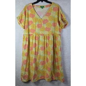 Dip Woman's XL Dress Sunflowers Beach Cruise Vacation Linen Blend